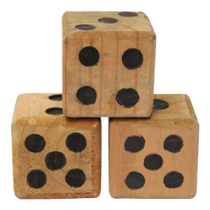 Vintage Folk Art Oversized Wooden Dice- Set of 3