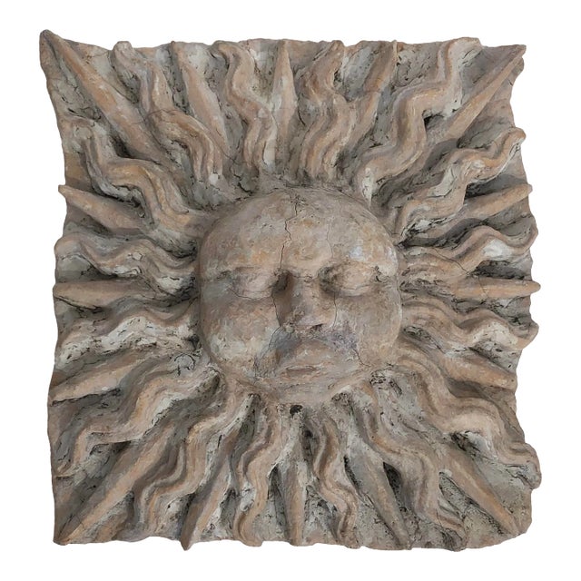 Vintage Majorcan Style Cast Stone Sunburst Medallion by Quatrain for Dessin Fournir For Sale