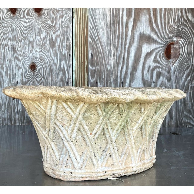 Vintage Regency Patinated Cement Planters - A Pair For Sale - Image 9 of 10