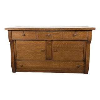 Antique Quarter-Sawn Oak Sideboard For Sale