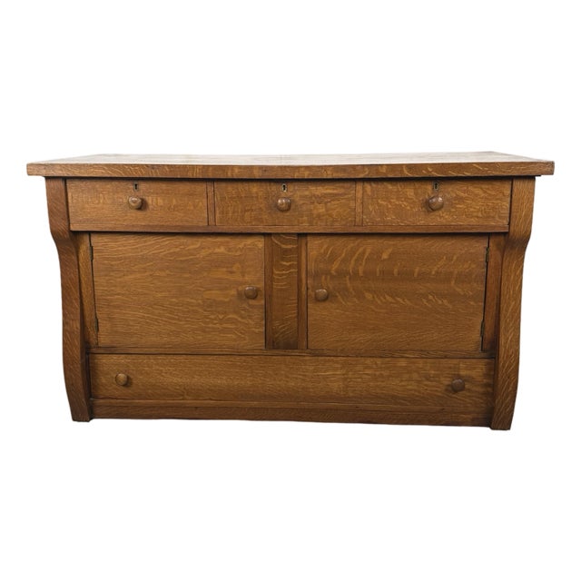 Antique Quarter-Sawn Oak Sideboard For Sale
