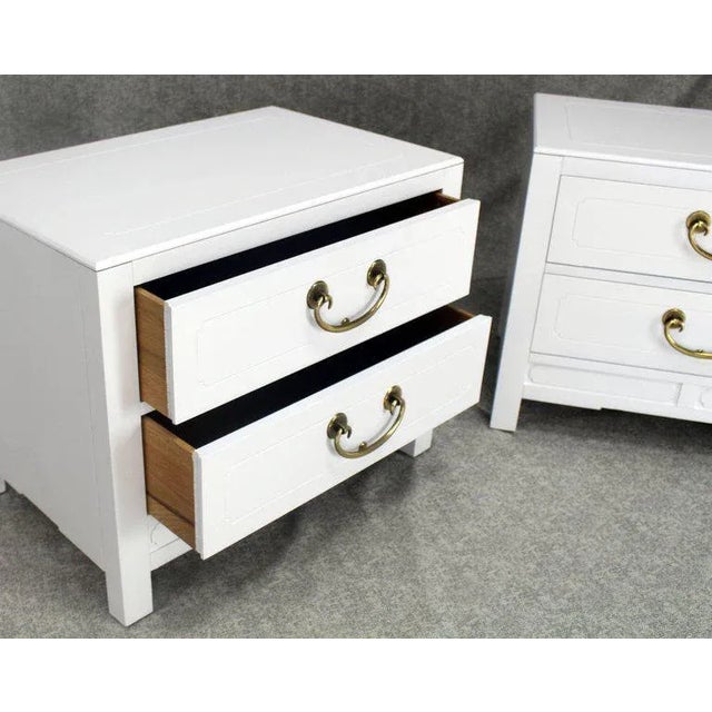 MidCentury Modern White Lacquer TwoDrawer End Tables a Pair Chairish