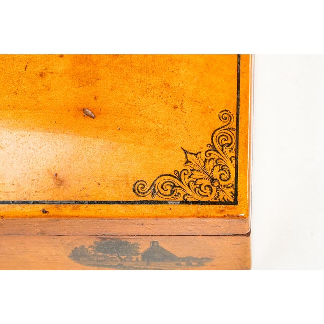 Unusual Rare Large Mauchline Ware Wood Box Robert Burns Antique Victorian Souvenir Scotland Scottish For Sale - Image 4 of 15