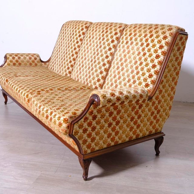 Vintage Regency Italian Three-Seater Velvet Sofa, 1950s For Sale - Image 11 of 18