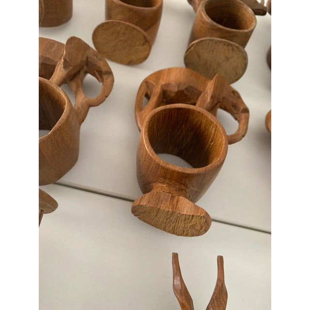 Mid 20th Century Safari Themed Hand Carved Napkin Rings- Set of 11 For Sale In Miami - Image 6 of 9