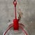 Holophane Vintage Ribbed Holophane Pendant Lamp W/ Red Metal Frame #1 - Made in Canada For Sale - Image 4 of 10