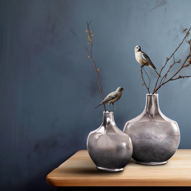 Contemporary Advik Polished Silver Vase- Short For Sale - Image 3 of 11