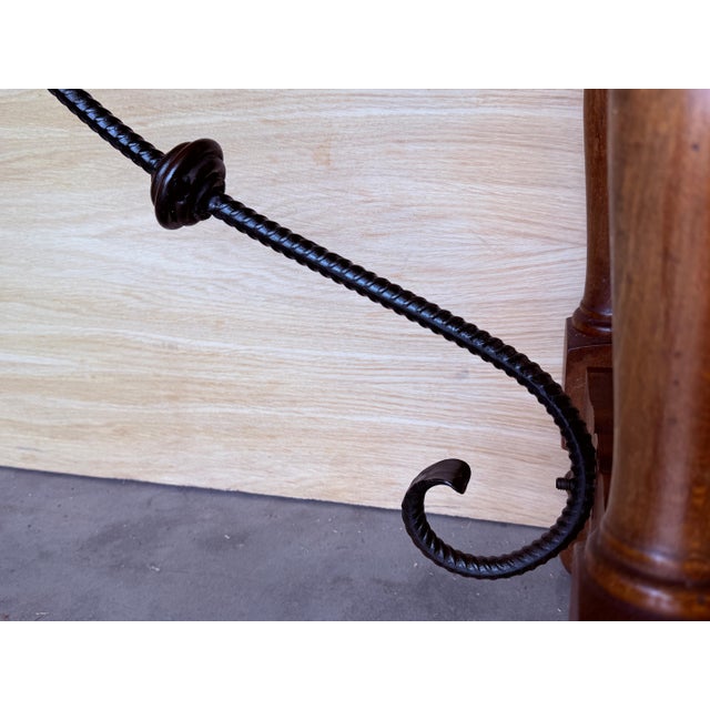 20th Century Spanish Console Fold Out Farm Table with Wood Stretcher For Sale - Image 13 of 18