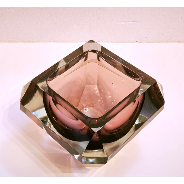 Vintage Murano Sommerso Diamond Bowl attributed to Alessandro Mandruzzato, Italy, 1970s For Sale - Image 11 of 18