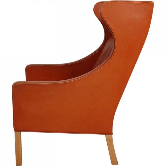 2204 Wingchair in Cognac Leather by Børge Mogensen, 1980s For Sale - Image 14 of 18