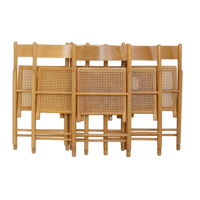 - 32.5"h, 17.75"w, 20"d, 18.5" seat height - Wooden frame with cane seat, bent plywood back - Sold as a set of 6 -...