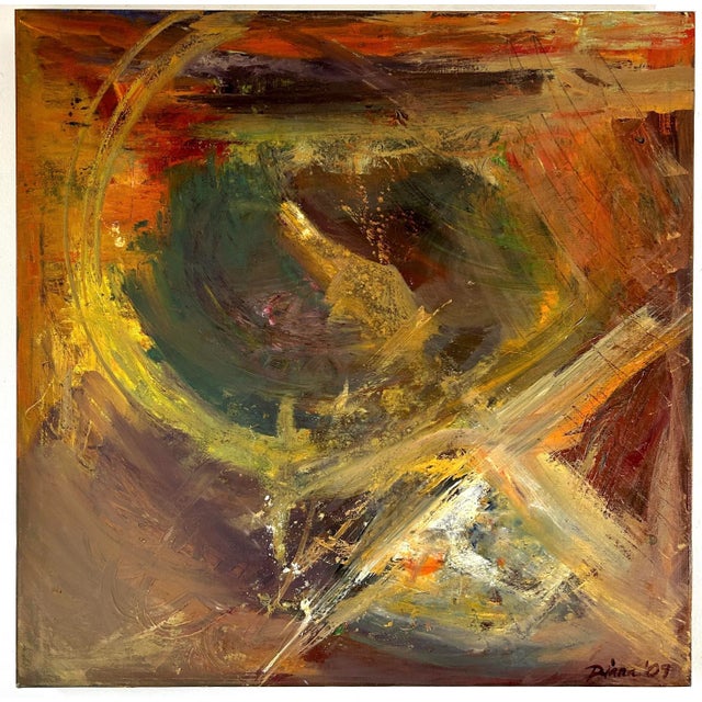 Abstract Contemporary Abstract Expressionist Painting Signed Diana '09 For Sale - Image 3 of 12