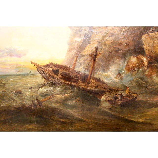 “Rough Seas Off the Yorkshire Coast,” 1865 Oil on Canvas, by Ralph Reuben Stubbs For Sale - Image 4 of 10