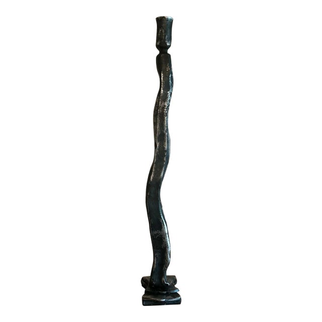 Hand-Forged Iron Candle Holder For Sale