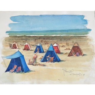 Moses Bagel Bahelfer, Polish French Judaica Watercolor Gouache Painting Original Bauhaus Yiddish Art For Sale