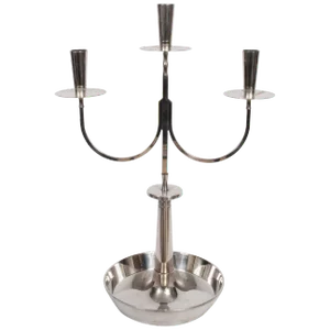1950s Tommi Parzinger Heirloom 700 Silver Plate Triple Candlestick Candelabra