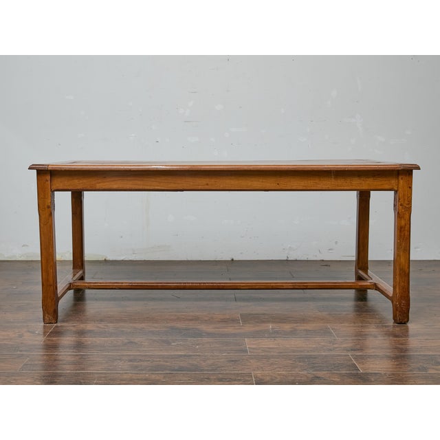 18th Century French Fruitwood Farm Table With H-Form Stretcher and Warm Patina For Sale - Image 11 of 12