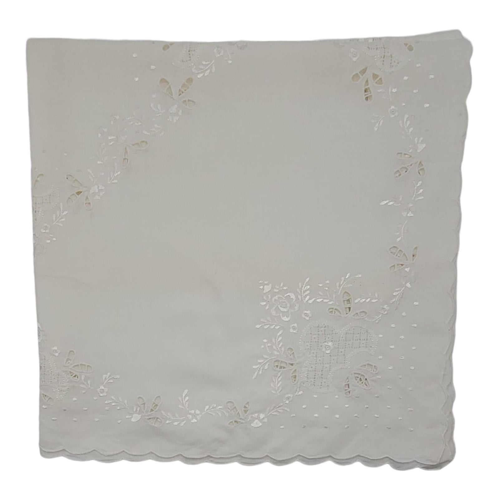 Vintage Square Lace Cutwork Richelieu Embroidered Tablecloth Chairish