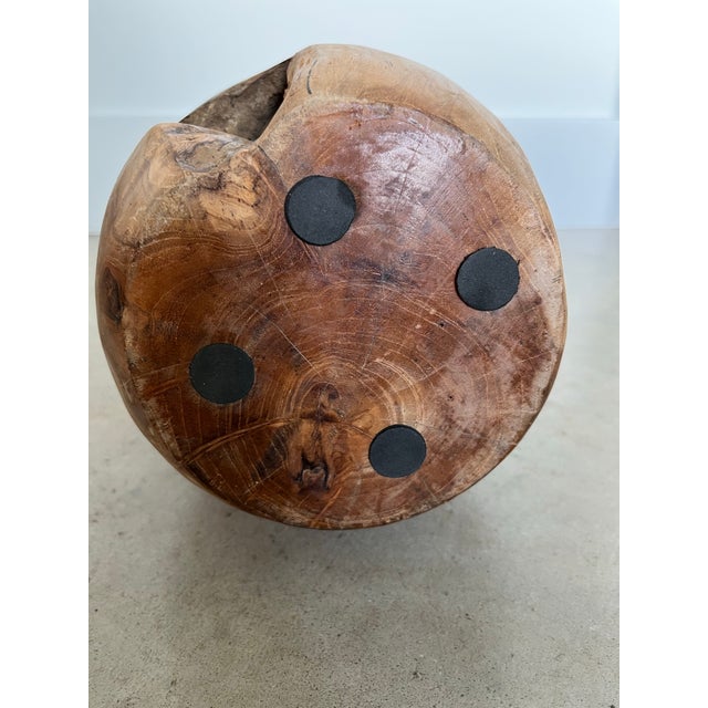 Chestnut 1970s Boho Teak Turned Live Edge Gourd Vase For Sale - Image 8 of 12
