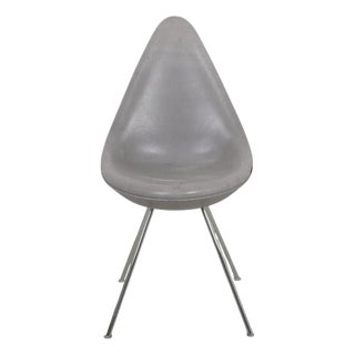 Vintage Drop Chair in Grey Grace Leather by Arne Jacobsen, 2015 For Sale