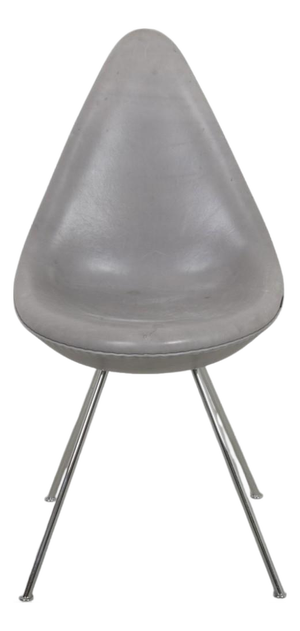 Vintage Drop Chair in Grey Grace Leather by Arne Jacobsen, 2015