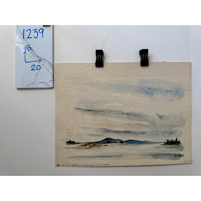 Blue Henry Emil Salloch Original Watercolor on Paper Mount Desert Island, Maine. 1948. For Sale - Image 8 of 8