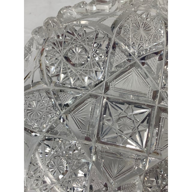 Glass Vintage Cut Glass Handled Dish For Sale - Image 7 of 13