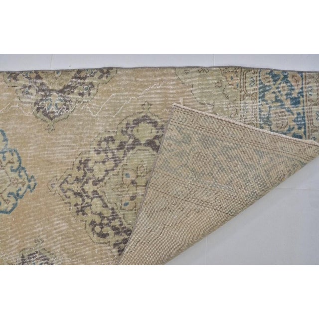 Vintage Distressed Turkish Oushak Long Hallway Runner Rug With Muted Medallions - 3x14 For Sale - Image 10 of 10