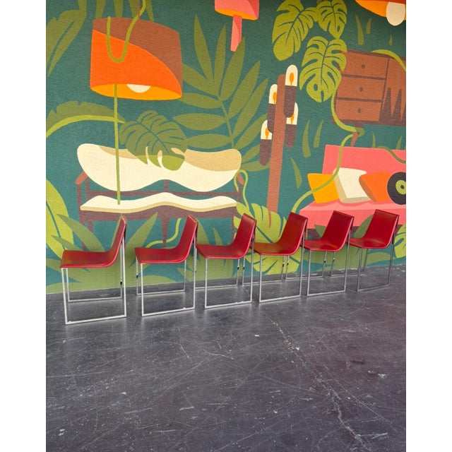 Postmod Italian Leather & Chrome Dining Chairs - 6 For Sale - Image 9 of 13