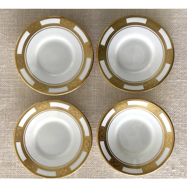 Mid 20th Century Vintage Aynsley Empress Gold Embossed Trim Demitasse Cup & Saucer Set, England- 8 Pieces For Sale - Image 5 of 10