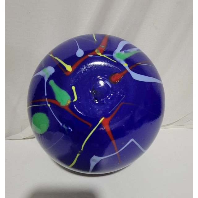 Blue 1980s Italian Modern Art Glass Bowl by v. Nason, Signed and Numbered For Sale - Image 8 of 10