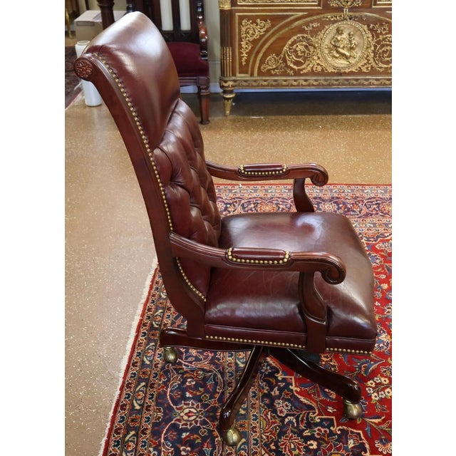 Hancock And Moore Tufted Red Leather Adjustable Office Desk Chair Dimensions : 44.5" Tall X 23" Wide X 25" Deep This desk...