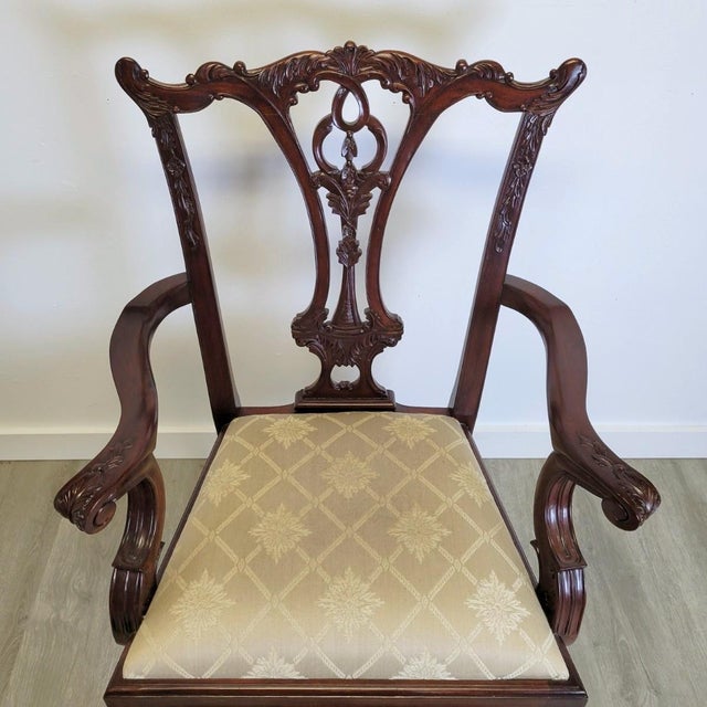 Maitland - Smith Pair of Chippendale-Style Mahogany Armchairs With Ball-and-Claw Feet For Sale - Image 4 of 11