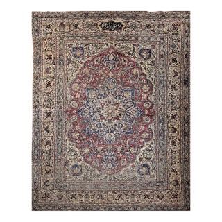 19th Century Persian Kerman Lavar Rug, Handwoven Floral Pattern, Red & Ivory, 8’ X 11’ For Sale