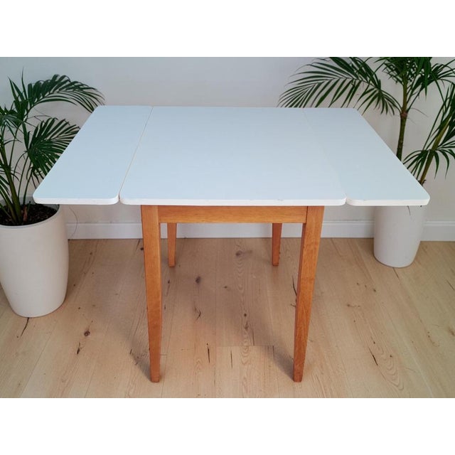 Mid-Century Blue Formica Drop Leaf Table and Dining Chairs Set, 1960s, Set of 3 For Sale - Image 6 of 18