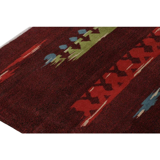1960s Vintage Zeki Müren Art Deco Rug in Red With Geometric Patterns For Sale In New York - Image 6 of 7