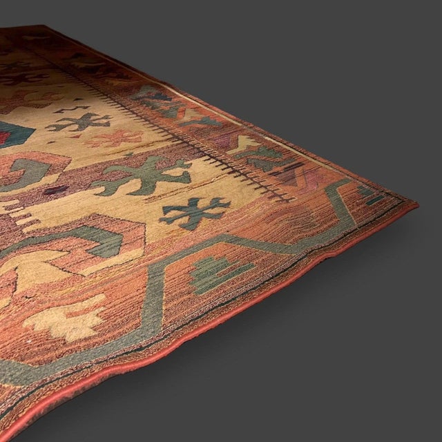 Brown Vintage Handwoven Wool Rug with Geometric Patterns For Sale - Image 8 of 11