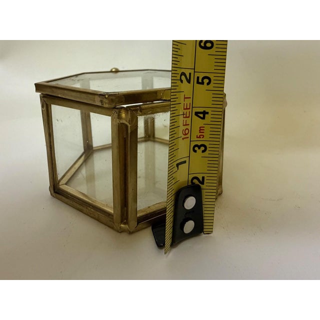 Brass Vintage Hexagonal Brass & Glass Trinket Boxes - A Pair For Sale - Image 8 of 8