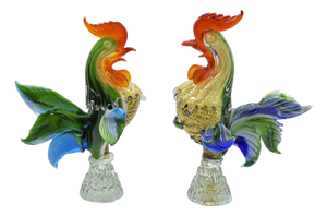 Handmade Murano Glass Roosters, Italy, 1980s, Set of 2