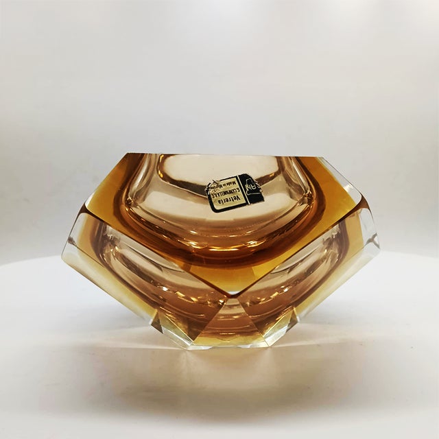 Orange Vintage Italian Multifaceted Ashtray in Murano Glass by Flavio Poli for Seguso, 1960s For Sale - Image 8 of 8