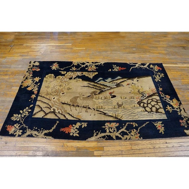 Antique Chinese - Baotou Hallway Runner Wool Ivory Rug, Circa Date: 1920s. This exceptional Baotou piece from the...