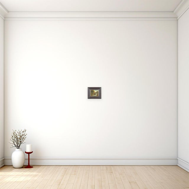 Traditional Antique Provincial European Painting of Adam and Eve in Paradise For Sale - Image 3 of 3