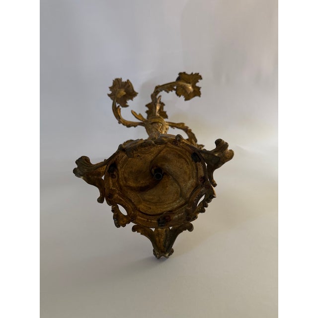 French Louis XV Style 5-Light Rococo Bronze Candelabra For Sale - Image 9 of 11