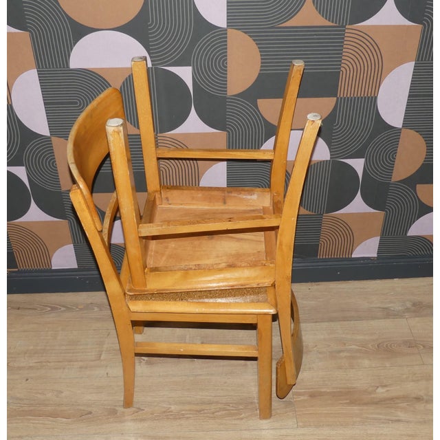 Vintage Frankfurt Style Kitchen Chairs in Wood and Cork, 1950s, Set of 2 For Sale - Image 9 of 10
