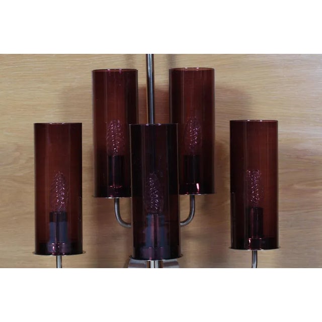 Hans agne jakobsen wall scone light v-169/5 for 5 lights. this lamp is made of solid brass with 5 very rare purple colour...
