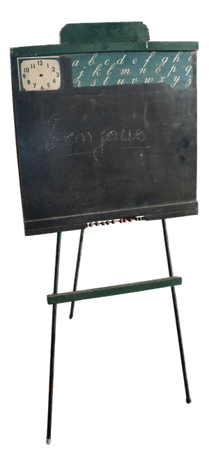 Antique French School Blackboard with Metal Base, 1930s