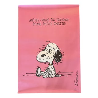 Beware of a Kitten's Smile Snoopy Hallmark Poster from Charles Schulz, 1950s For Sale