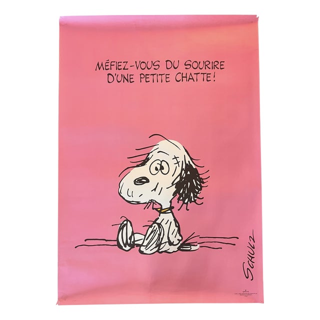 Beware of a Kitten's Smile Snoopy Hallmark Poster from Charles Schulz, 1950s For Sale