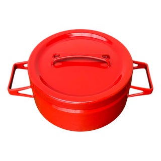 Mid-Century Modern Red Enamel Pot by Seppo Mallat for Finel, 1960s For Sale