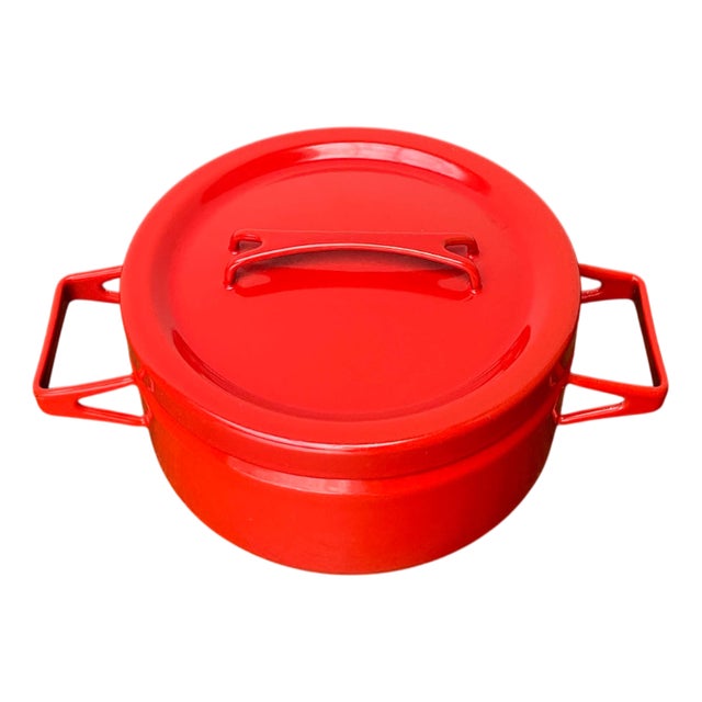 Mid-Century Modern Red Enamel Pot by Seppo Mallat for Finel, 1960s For Sale